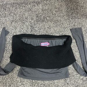 Edikted Black and Gray Off-Shoulder Top